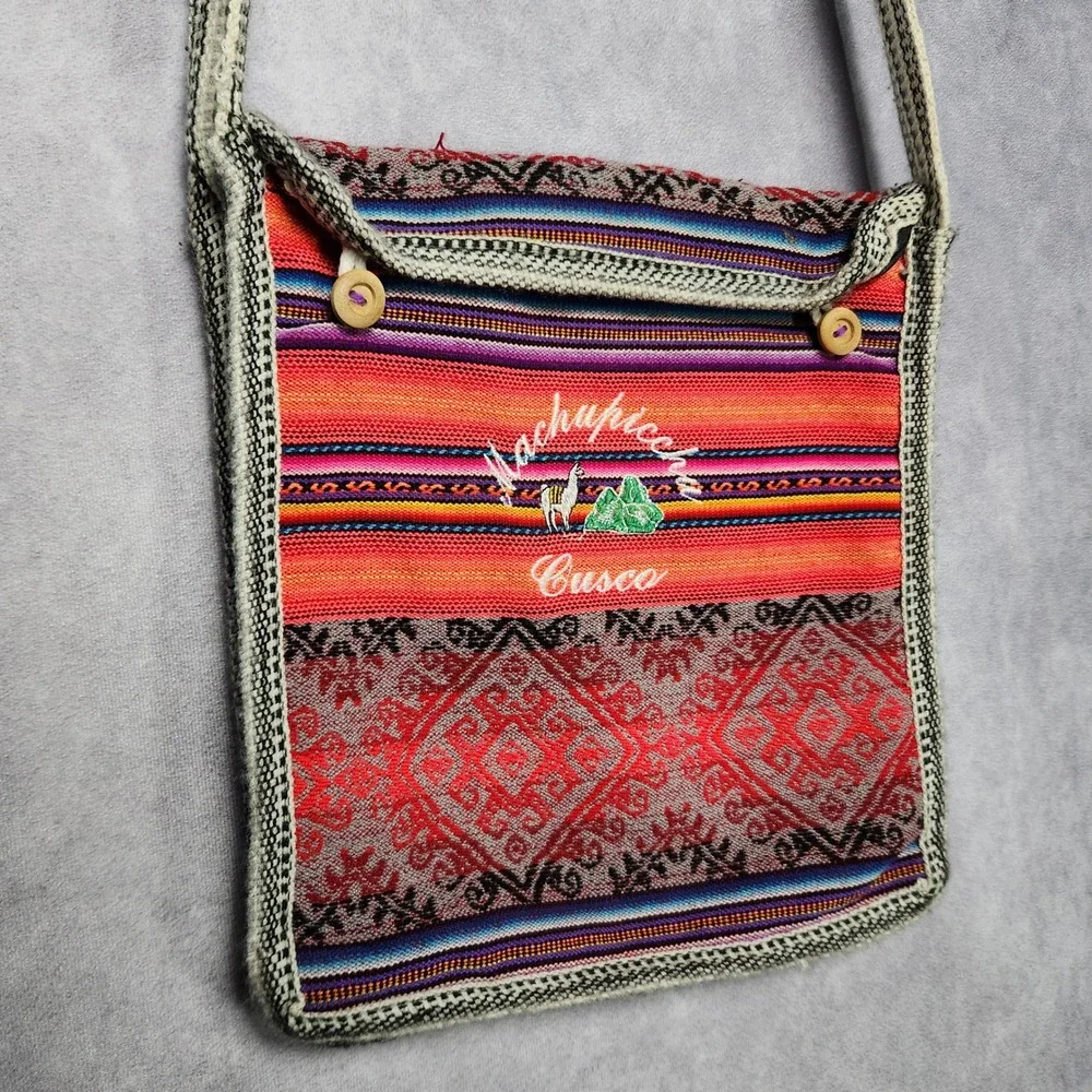Machu Picchu Cusco Peru Woven Crossbody Bag Llama Embroidered South America